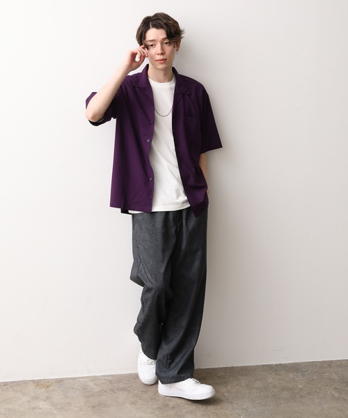 JUNRED（ジュンレッド）の「バンブーブレンドオープンカラーシャツ（シャツ/ブラウス・メンズ・ベージュ/パープル/ブルー・S/M/L）」の13枚目の写真