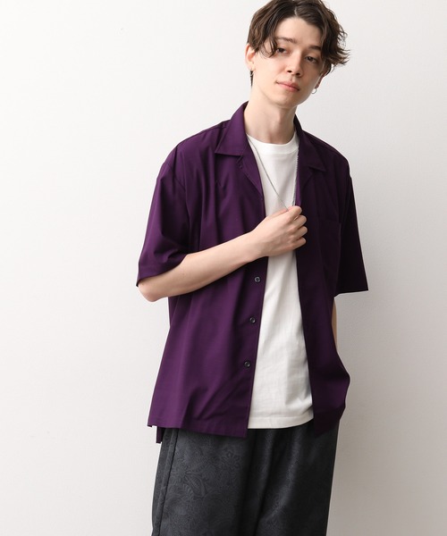 JUNRED（ジュンレッド）の「バンブーブレンドオープンカラーシャツ（シャツ/ブラウス・メンズ・ベージュ/パープル/ブルー・S/M/L）」の14枚目の写真