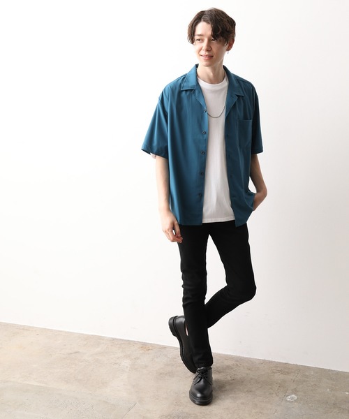 JUNRED（ジュンレッド）の「バンブーブレンドオープンカラーシャツ（シャツ/ブラウス・メンズ・ベージュ/パープル/ブルー・S/M/L）」の15枚目の写真