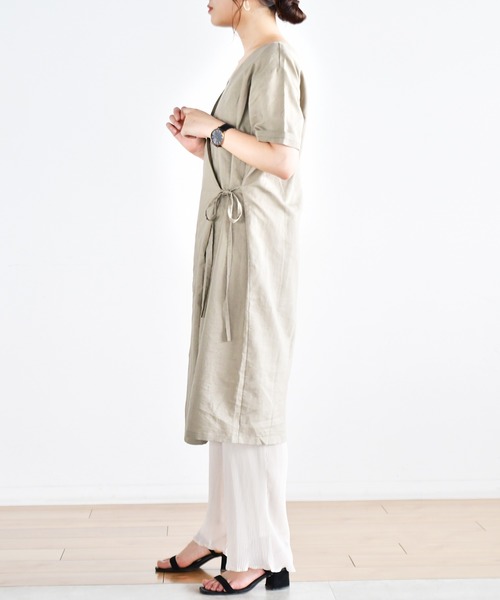 Ambre Neige(アンブルネージュ)の「カシュクールワンピース/【WEB/EC限定商品】(ワンピース・レディース・オフホワイト/モカ・FREE)」の3枚目の写真
