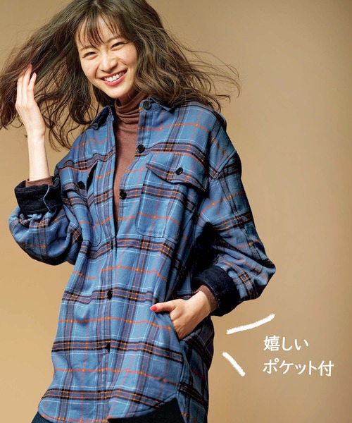 GeeRA(ジーラ)の「裏フリースゆるシルエットシャツ(シャツ/ブラウス・レディース・ブラック/ブルー/ベージュ・MEDIUM/LARGE/XX-LARGE/X-LARGE)」の11枚目の写真