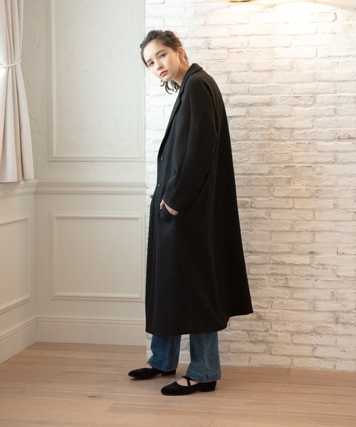 flowriri(フロウリリ)の「flowriri オーバーサイズチェスターコート(チェスターコート・レディース・アイボリー/ブラック/モカ・FREE)」の9枚目の写真