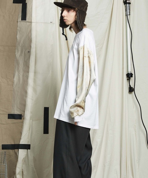 MAISON SPECIAL（メゾンスペシャル）の「【COLLABORATION ITEM】ideas and PAINTING/アイデアズアンドペインティング オーバーサイズペイントスリーブロングカットソー（Tシャツ/カットソー・メンズ・ブラック/オフホワイト・44/46）」の7枚目の写真