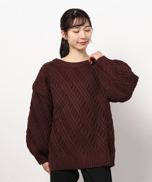 KOBE LETTUCE(コウベレタス)の「フェイクレイヤード前後2wayニットプルオーバートップス(ニット/セーター・レディース・オフホワイト/グレー/ブルー/ブラウン・FREE)」の1枚目の写真