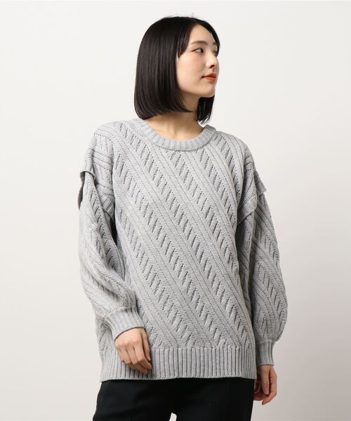 KOBE LETTUCE(コウベレタス)の「フェイクレイヤード前後2wayニットプルオーバートップス(ニット/セーター・レディース・オフホワイト/グレー/ブルー/ブラウン・FREE)」の18枚目の写真