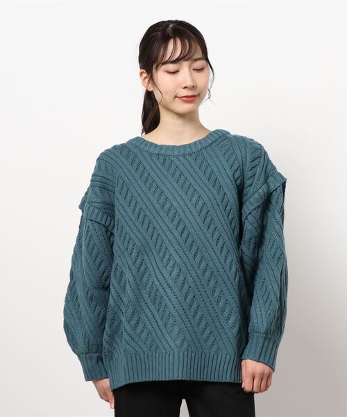 KOBE LETTUCE(コウベレタス)の「フェイクレイヤード前後2wayニットプルオーバートップス(ニット/セーター・レディース・オフホワイト/グレー/ブルー/ブラウン・FREE)」の19枚目の写真