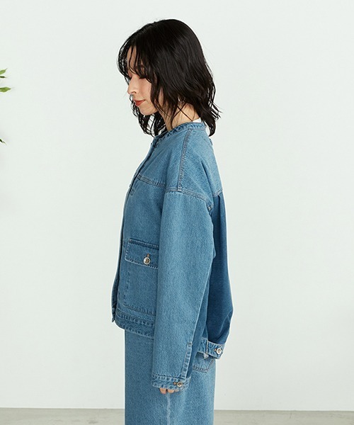 ONIGIRI（オニギリ）の「デニムブルゾン（デニムジャケット・レディース・ネイビー・SMALL/MEDIUM/LARGE）」の7枚目の写真