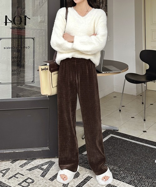 Girly Doll（ガーリードール）の「コーデュロイパンツ（その他パンツ・レディース・ホワイト/ブラック/ダークブルー/グレー/ブラウン/モカ・M/L）」の8枚目の写真