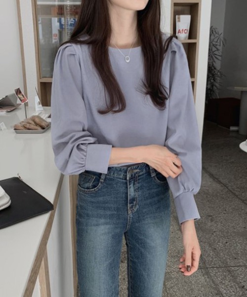 Girly Doll(ガーリードール)の「タック長袖ブラウス(シャツ/ブラウス・レディース・ベージュ/ブルー・M/L)」の8枚目の写真