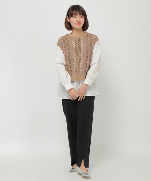 LBC（エルビーシー）の「フロントスリットセミフレアパンツ（その他パンツ・レディース・ブラック/ベージュ・M/L）」の12枚目の写真