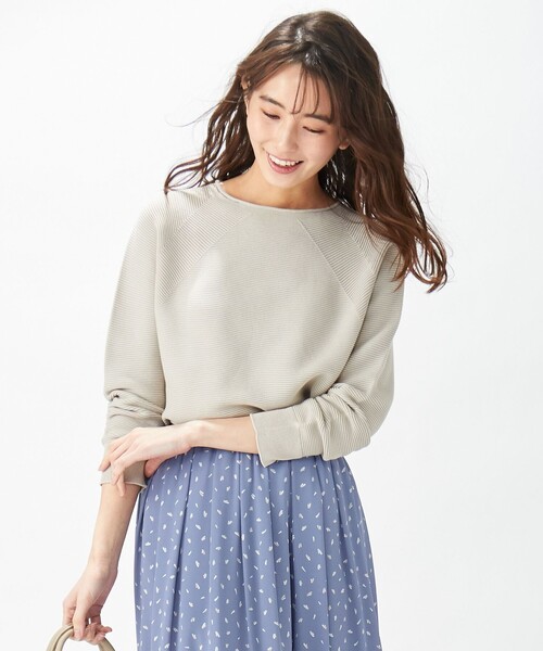 J.PRESS(ジェイプレス)の「【洗える】オーガニックコットン ホールガーメント ニット(ニット/セーター・レディース・ピンク系/サックスブルー系/ライトグリーン系/ネイビー系/ベージュ系/ライラック系・T13)」の3枚目の写真