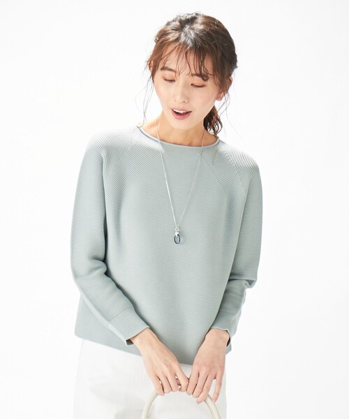 J.PRESS(ジェイプレス)の「【洗える】オーガニックコットン ホールガーメント ニット(ニット/セーター・レディース・ピンク系/サックスブルー系/ライトグリーン系/ネイビー系/ベージュ系/ライラック系・T13)」の1枚目の写真