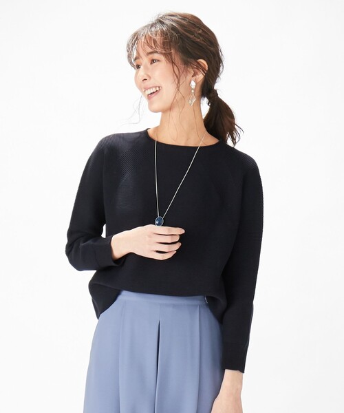 J.PRESS(ジェイプレス)の「【洗える】オーガニックコットン ホールガーメント ニット(ニット/セーター・レディース・ピンク系/サックスブルー系/ライトグリーン系/ネイビー系/ベージュ系/ライラック系・T13)」の4枚目の写真