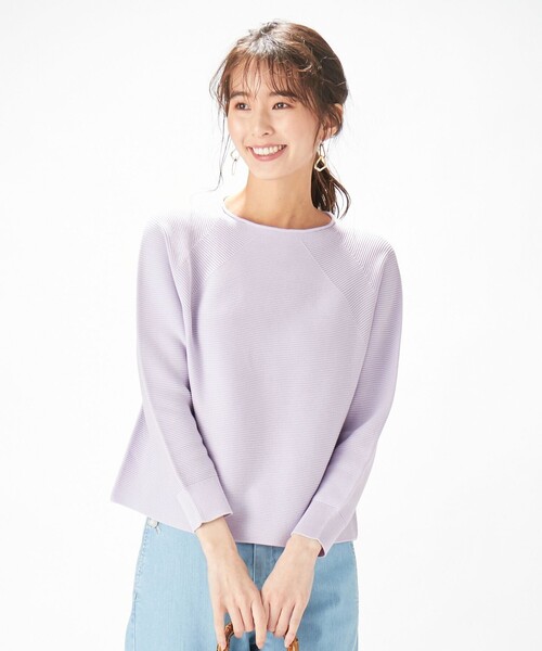 J.PRESS(ジェイプレス)の「【洗える】オーガニックコットン ホールガーメント ニット(ニット/セーター・レディース・ピンク系/サックスブルー系/ライトグリーン系/ネイビー系/ベージュ系/ライラック系・T13)」の6枚目の写真