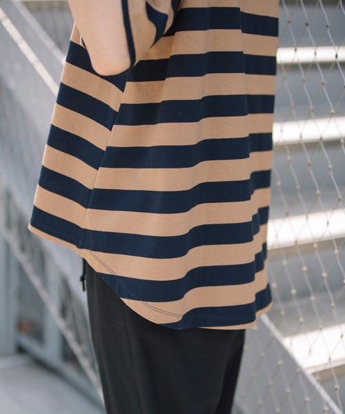 Munich(ミューニック)の「コットンボーダー フレアTシャツ(Tシャツ/カットソー・レディース・ホワイト/グリーン/キャメル・FREE)」の12枚目の写真