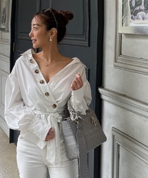 SHEER flow | 【インフルエンサー Yukiko Sanoプロデュースアイテム】カシュクールボタンブラウス(シャツ/ブラウス)