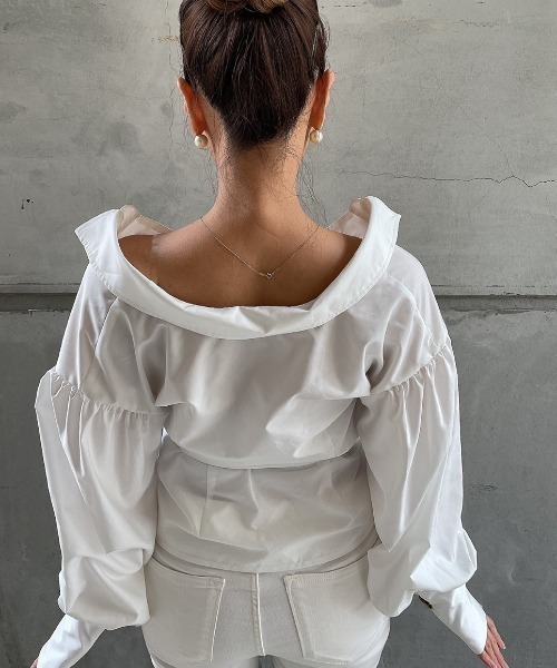 SHEER flow（シアーフロウ）の「【インフルエンサー Yukiko Sanoプロデュースアイテム】カシュクールボタンブラウス（シャツ/ブラウス・レディース・オフホワイト・FREE）」の15枚目の写真