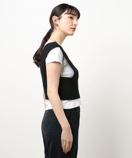 JOURNAL STANDARD（ジャーナルスタンダード）の「ハイツイストコットンリブビスチェ（ベスト・レディース・ライトグレー/ブラック・FREE）」の5枚目の写真