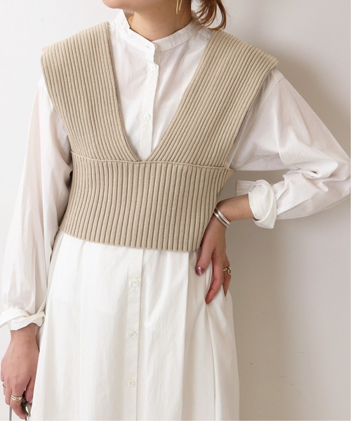 JOURNAL STANDARD（ジャーナルスタンダード）の「ハイツイストコットンリブビスチェ（ベスト・レディース・ライトグレー/ブラック・FREE）」の2枚目の写真