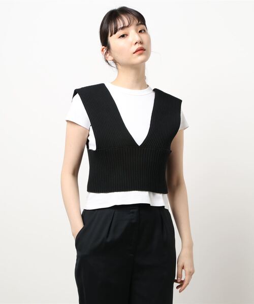 JOURNAL STANDARD（ジャーナルスタンダード）の「ハイツイストコットンリブビスチェ（ベスト・レディース・ライトグレー/ブラック・FREE）」の18枚目の写真