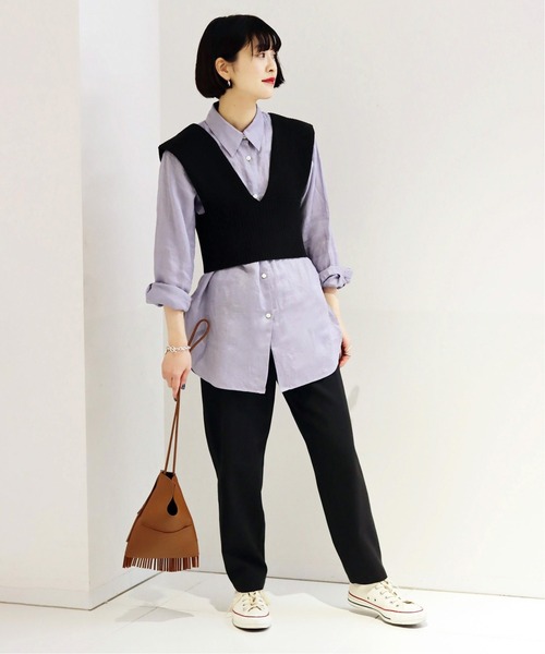 JOURNAL STANDARD（ジャーナルスタンダード）の「ハイツイストコットンリブビスチェ（ベスト・レディース・ライトグレー/ブラック・FREE）」の13枚目の写真