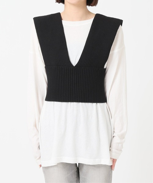 JOURNAL STANDARD（ジャーナルスタンダード）の「ハイツイストコットンリブビスチェ（ベスト・レディース・ライトグレー/ブラック・FREE）」の8枚目の写真