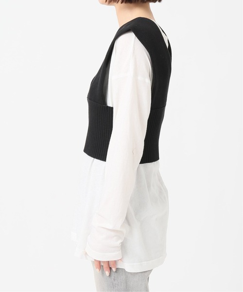 JOURNAL STANDARD（ジャーナルスタンダード）の「ハイツイストコットンリブビスチェ（ベスト・レディース・ライトグレー/ブラック・FREE）」の6枚目の写真