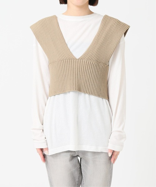 JOURNAL STANDARD（ジャーナルスタンダード）の「ハイツイストコットンリブビスチェ（ベスト・レディース・ライトグレー/ブラック・FREE）」の9枚目の写真