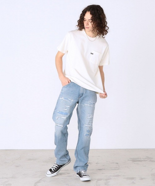 Lee（リー）の「【ユニセックス】ワンポイントロゴ刺繍 半袖Tシャツ（Tシャツ/カットソー・メンズ・ブラック/ベージュ/パープル/オフホワイト/ブルー/ベージュ系その他・SMALL/MEDIUM/LARGE/X-LARGE）」の22枚目の写真