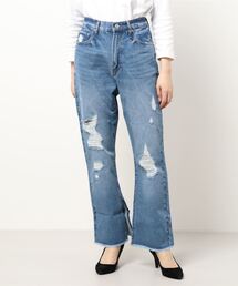 SPINNS | ダメージ加工 デニムフレアパンツ(デニムパンツ)