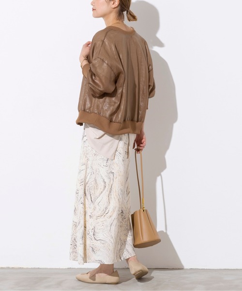 audrey and john wad（オードリーアンドジョンワッド）の「ノーカラーシアーブルゾン（ブルゾン・レディース・ベージュ/ブラック・M）」の10枚目の写真