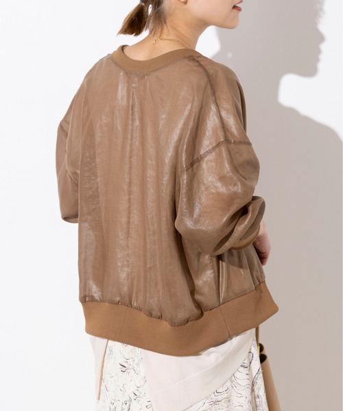 audrey and john wad（オードリーアンドジョンワッド）の「ノーカラーシアーブルゾン（ブルゾン・レディース・ベージュ/ブラック・M）」の6枚目の写真