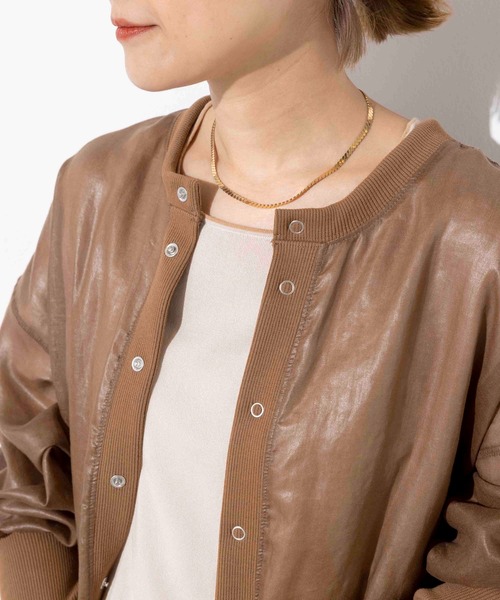 audrey and john wad（オードリーアンドジョンワッド）の「ノーカラーシアーブルゾン（ブルゾン・レディース・ベージュ/ブラック・M）」の7枚目の写真