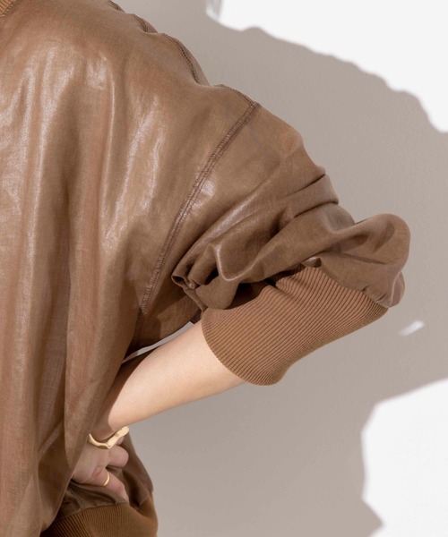 audrey and john wad（オードリーアンドジョンワッド）の「ノーカラーシアーブルゾン（ブルゾン・レディース・ベージュ/ブラック・M）」の8枚目の写真