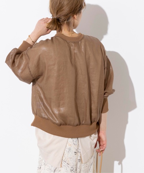 audrey and john wad（オードリーアンドジョンワッド）の「ノーカラーシアーブルゾン（ブルゾン・レディース・ベージュ/ブラック・M）」の16枚目の写真