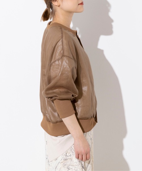 audrey and john wad（オードリーアンドジョンワッド）の「ノーカラーシアーブルゾン（ブルゾン・レディース・ベージュ/ブラック・M）」の15枚目の写真