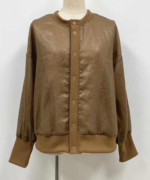 audrey and john wad（オードリーアンドジョンワッド）の「ノーカラーシアーブルゾン（ブルゾン・レディース・ベージュ/ブラック・M）」の20枚目の写真