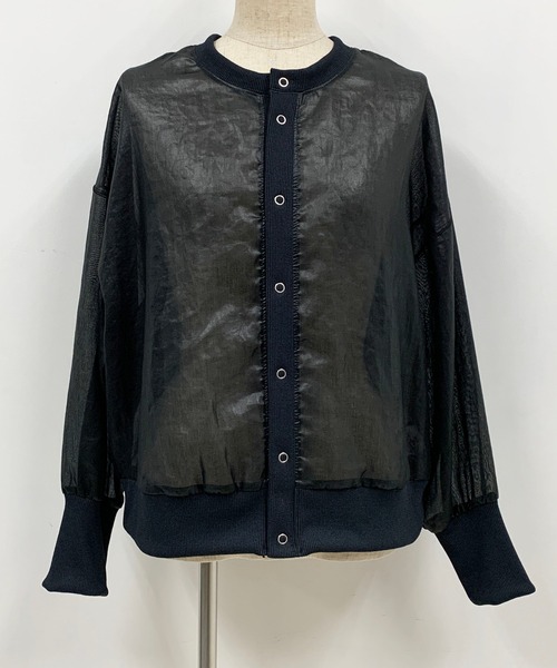 audrey and john wad（オードリーアンドジョンワッド）の「ノーカラーシアーブルゾン（ブルゾン・レディース・ベージュ/ブラック・M）」の21枚目の写真