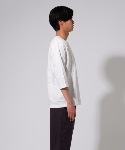 Blue Standard (ブルースタンダード)の「【BLUE STANDARD】オーガニックコットン スラブ7分袖キーネックTシャツ サスティナビリティアイテム(Tシャツ/カットソー・メンズ・ブラック/ブラウン/ホワイト/ネイビー/オリーブ・X-LARGE/SMALL/LARGE/MEDIUM)」の9枚目の写真