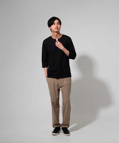 Blue Standard (ブルースタンダード)の「【BLUE STANDARD】オーガニックコットン スラブ7分袖キーネックTシャツ サスティナビリティアイテム(Tシャツ/カットソー・メンズ・ブラック/ブラウン/ホワイト/ネイビー/オリーブ・X-LARGE/SMALL/LARGE/MEDIUM)」の12枚目の写真