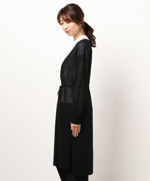 INTERPLANET（インタープラネット）の「さらさらバイカラーロングカーデ（カーディガン/ボレロ・レディース・ブラウン/ブラック/オフホワイト・FREE）」の4枚目の写真