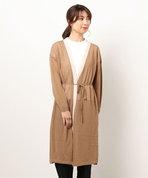 INTERPLANET（インタープラネット）の「さらさらバイカラーロングカーデ（カーディガン/ボレロ・レディース・ブラウン/ブラック/オフホワイト・FREE）」の12枚目の写真