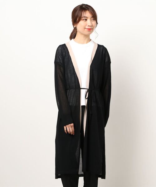 INTERPLANET（インタープラネット）の「さらさらバイカラーロングカーデ（カーディガン/ボレロ・レディース・ブラウン/ブラック/オフホワイト・FREE）」の21枚目の写真