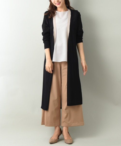 INTERPLANET（インタープラネット）の「さらさらバイカラーロングカーデ（カーディガン/ボレロ・レディース・ブラウン/ブラック/オフホワイト・FREE）」の14枚目の写真
