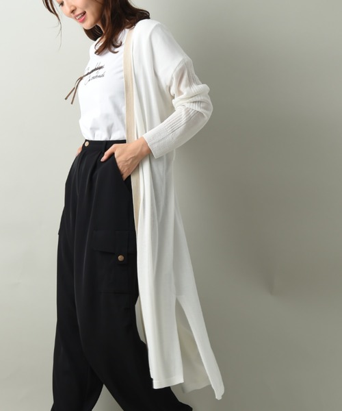INTERPLANET（インタープラネット）の「さらさらバイカラーロングカーデ（カーディガン/ボレロ・レディース・ブラウン/ブラック/オフホワイト・FREE）」の18枚目の写真