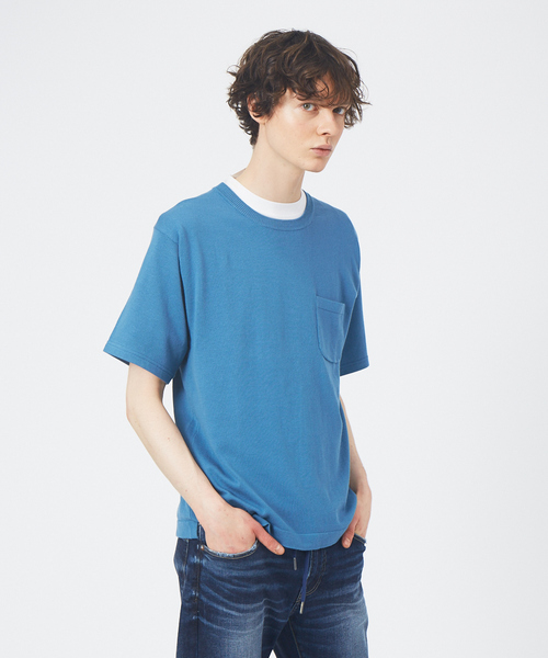 ABAHOUSE(アバハウス)の「アンサンブル ニット ポケットTシャツ(Tシャツ/カットソー・メンズ・グレー/ブルー/グリーン系その他/ブラック・48/44/46)」の1枚目の写真