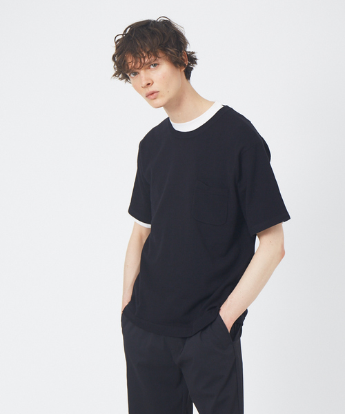 ABAHOUSE(アバハウス)の「アンサンブル ニット ポケットTシャツ(Tシャツ/カットソー・メンズ・グレー/ブルー/グリーン系その他/ブラック・48/44/46)」の2枚目の写真