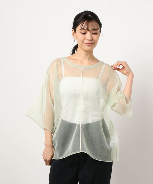 STYLEBLOCK(スタイルブロック)の「シアーラメニットライン入りトップス(ニット/セーター・レディース・ミント/ベージュ/ブラック/ライトブルー・M)」の7枚目の写真