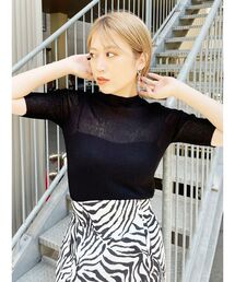 MURUA | シアーミニマルハーフスリーブトップス(ニット/セーター)