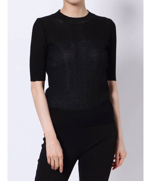 MURUA（ムルーア）の「シアーミニマルハーフスリーブトップス（ニット/セーター・レディース・ブラック/グリーン/オフホワイト/グレー・FREE）」の17枚目の写真